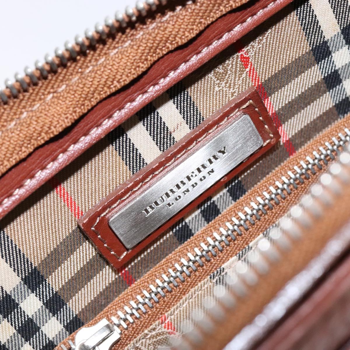 BURBERRY Clutch Bag Leather Brown Gold Auth bs28752