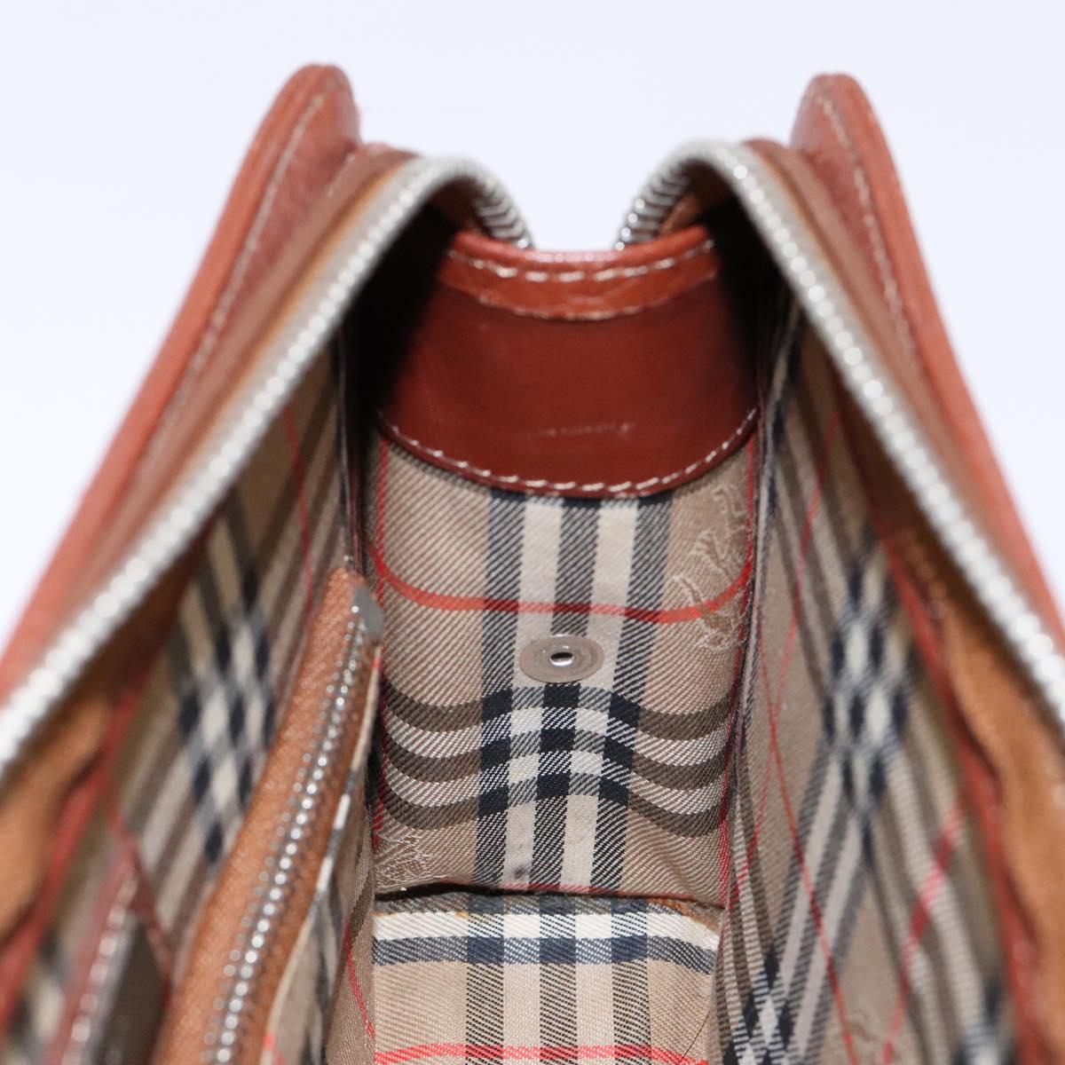 BURBERRY Clutch Bag Leather Brown Gold Auth bs28752