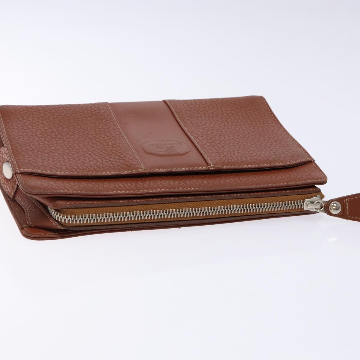 BURBERRY Clutch Bag Leather Brown Gold Auth bs28752