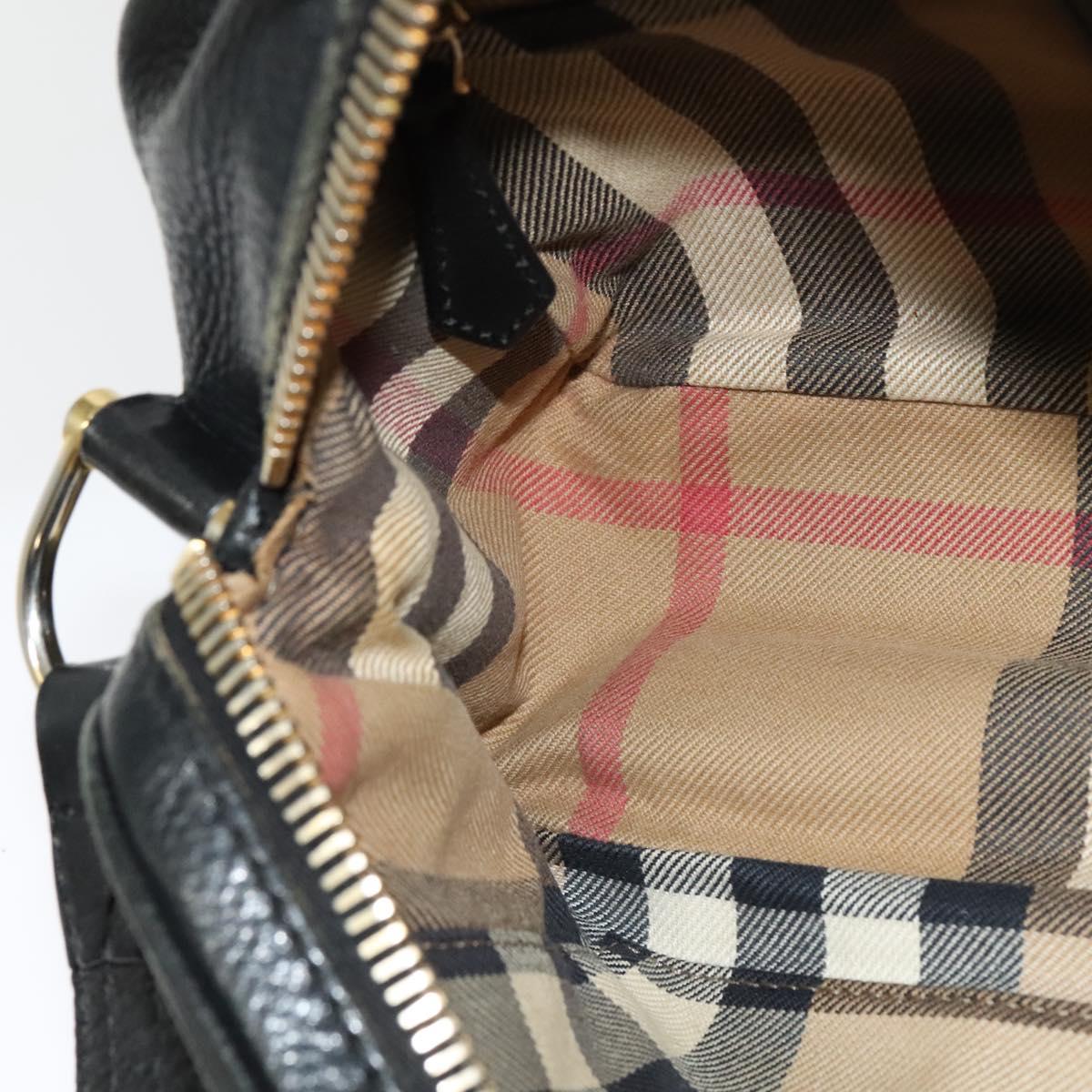 BURBERRY Shoulder Bag Leather Black Gold Auth bs28753