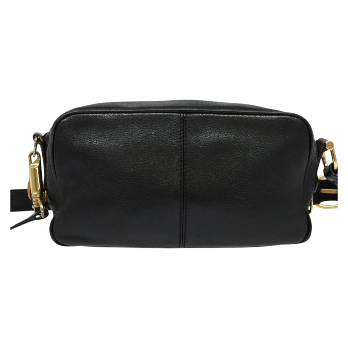 BURBERRY Shoulder Bag Leather Black Gold Auth bs28753