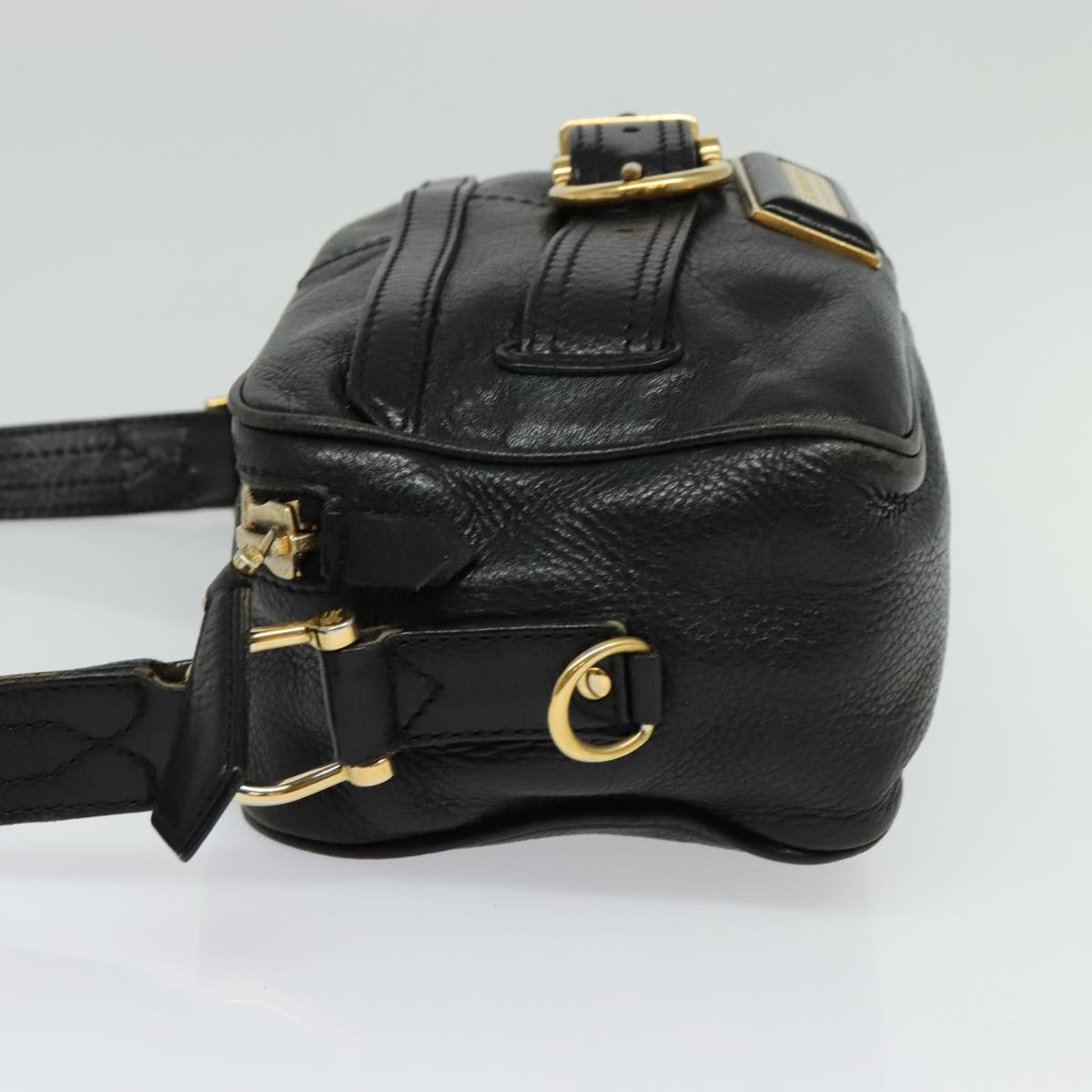 BURBERRY Shoulder Bag Leather Black Gold Auth bs28753