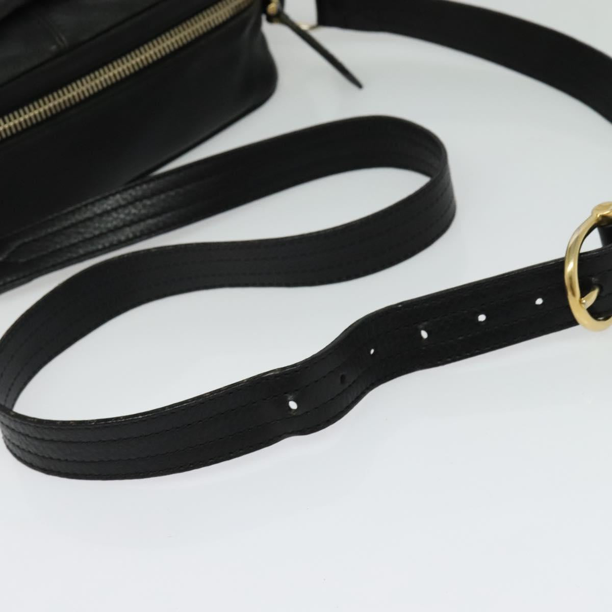 BURBERRY Shoulder Bag Leather Black Gold Auth bs28753