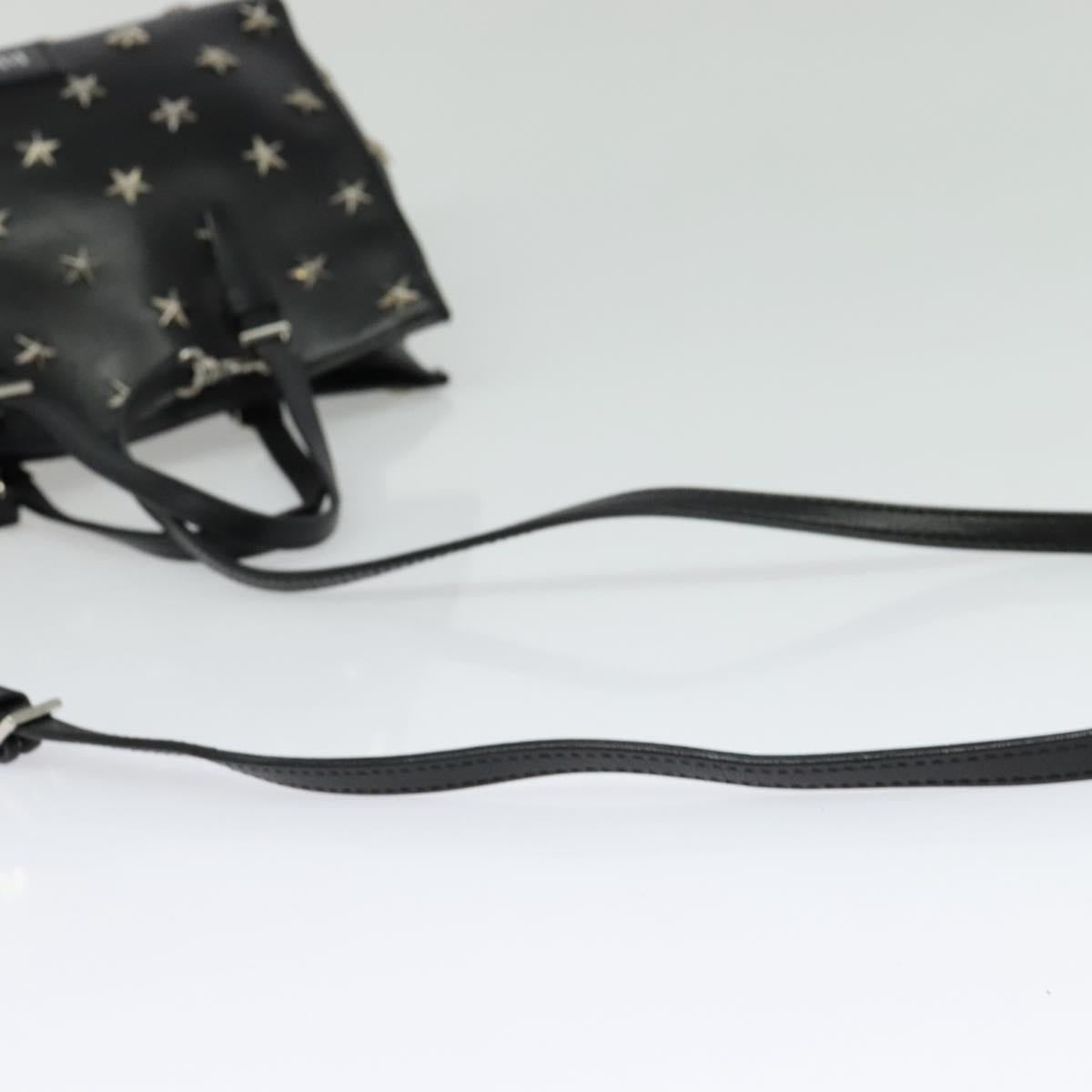 VALENTINO Studs Hand Bag Leather 2way Black Silver Auth bs28756