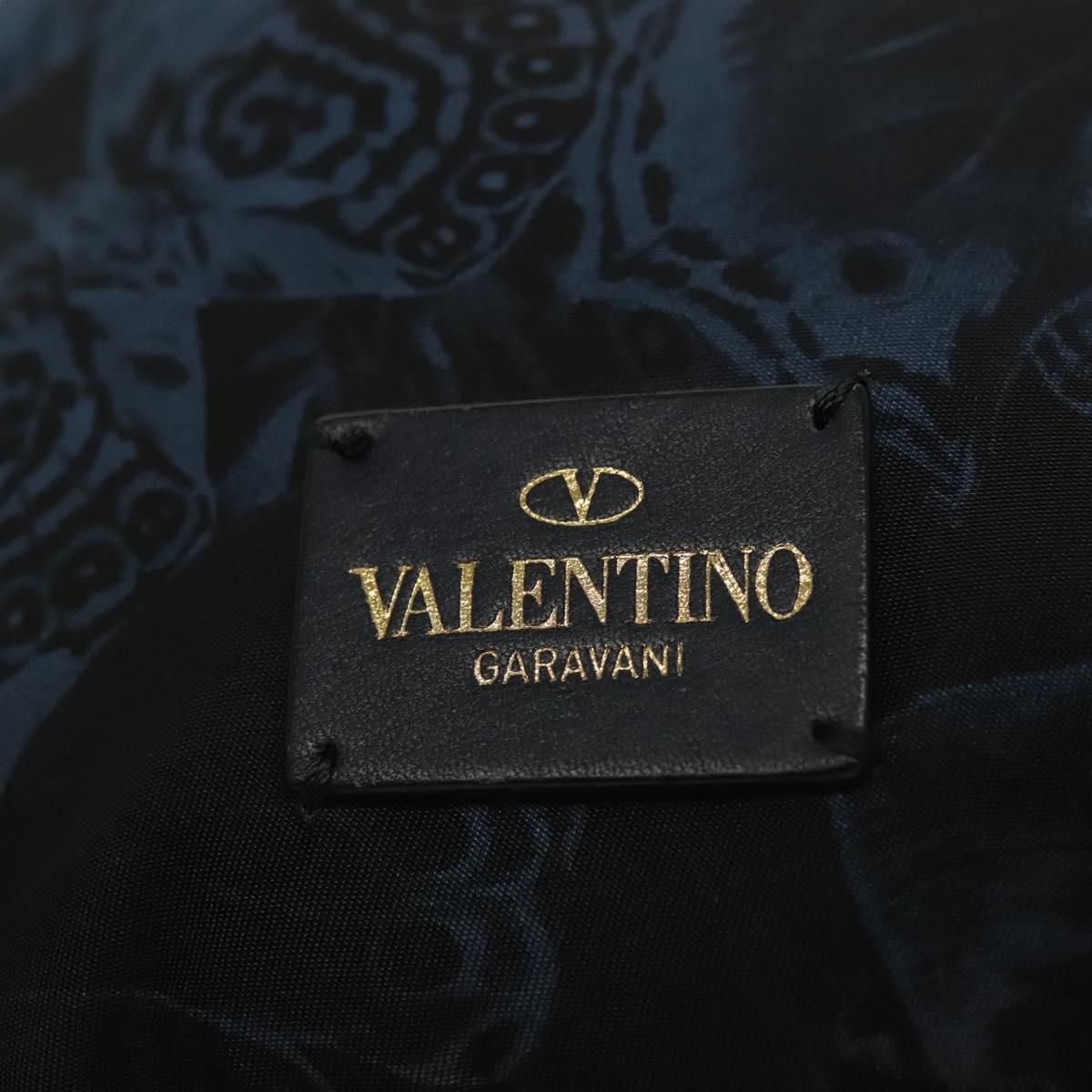 VALENTINO Backpack Nylon Leather Navy Silver Auth bs28757