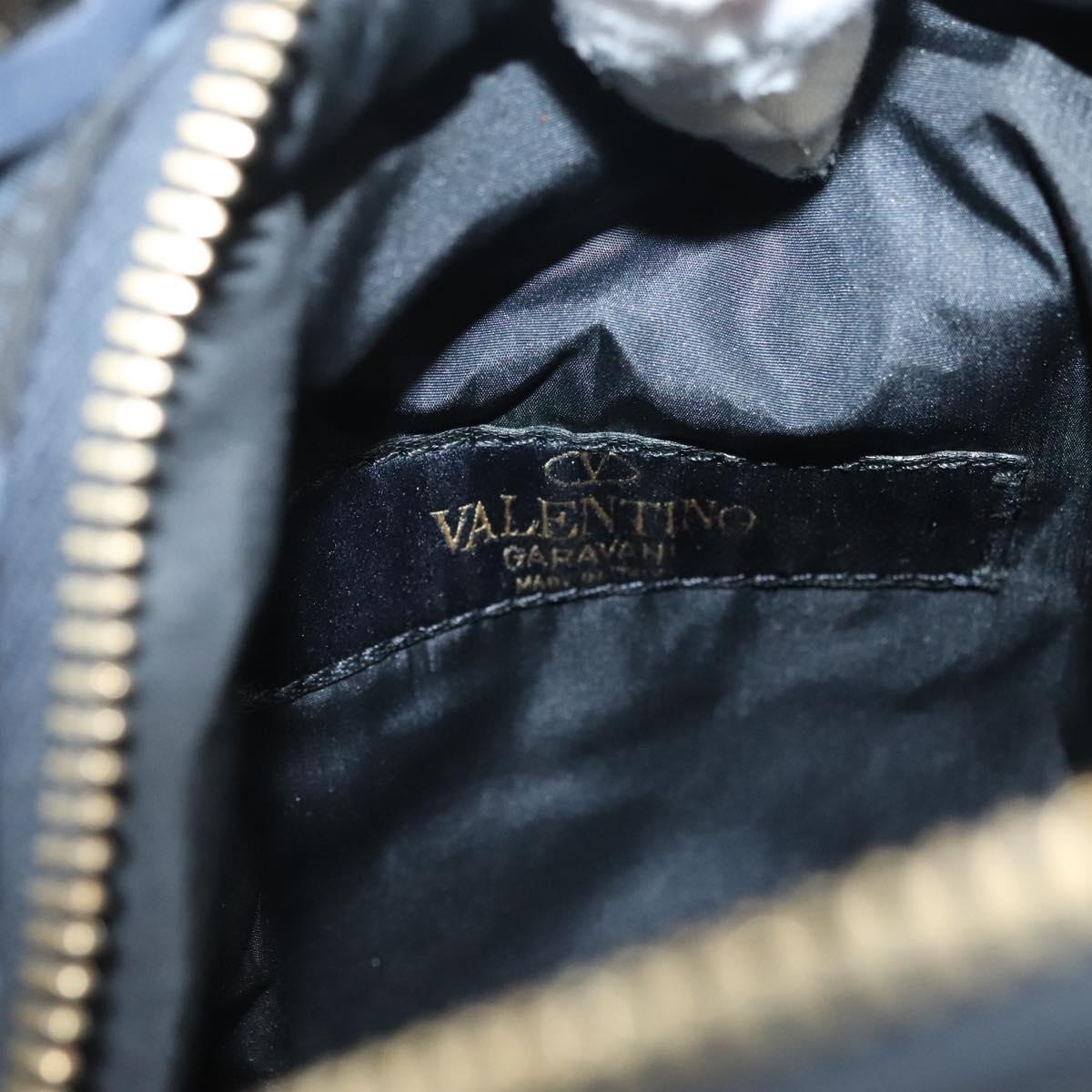 VALENTINO Backpack Nylon Leather Navy Silver Auth bs28757