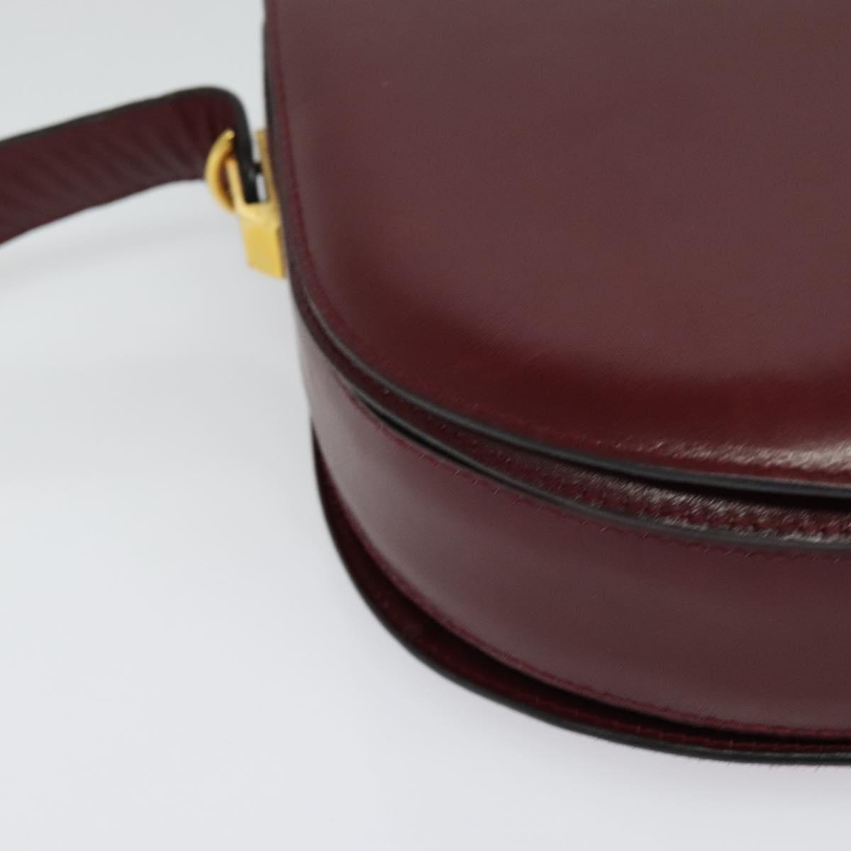 BALLY Shoulder Bag Leather Red Gold Auth bs28765