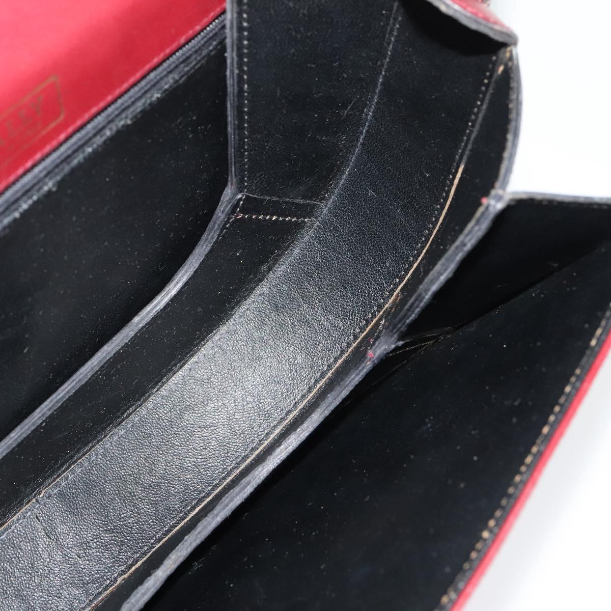 BALLY Shoulder Bag Leather Red Gold Auth bs28765