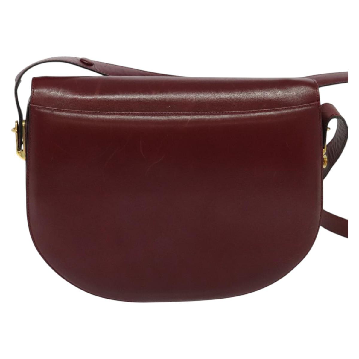 BALLY Shoulder Bag Leather Red Gold Auth bs28765