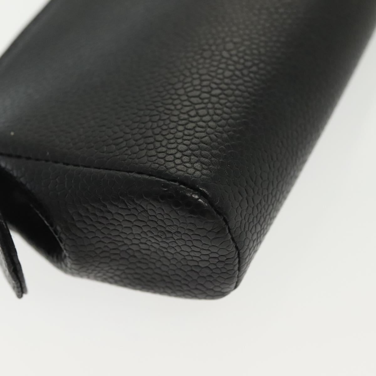 CHANEL Pouch Caviar Skin Black Gold CC Auth bs28771
