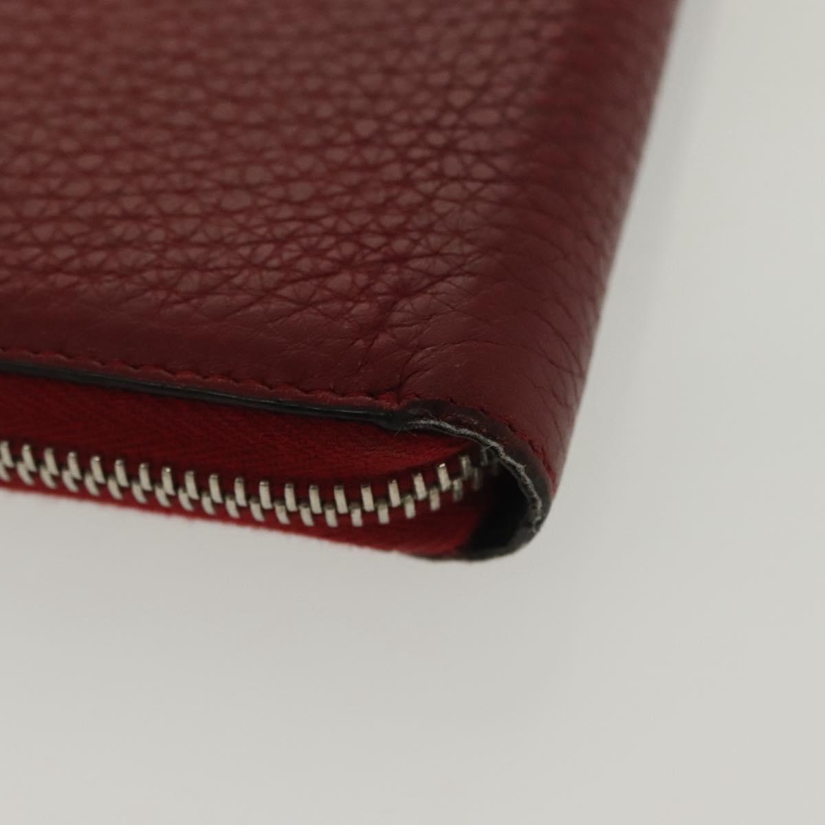 FENDI Long Wallet Leather Red Auth bs28774