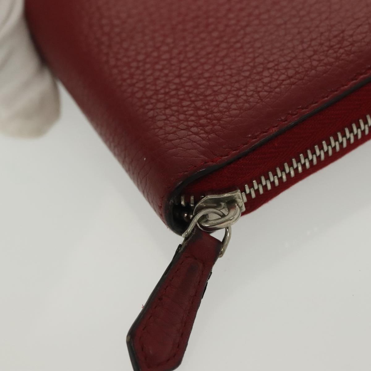 FENDI Long Wallet Leather Red Auth bs28774