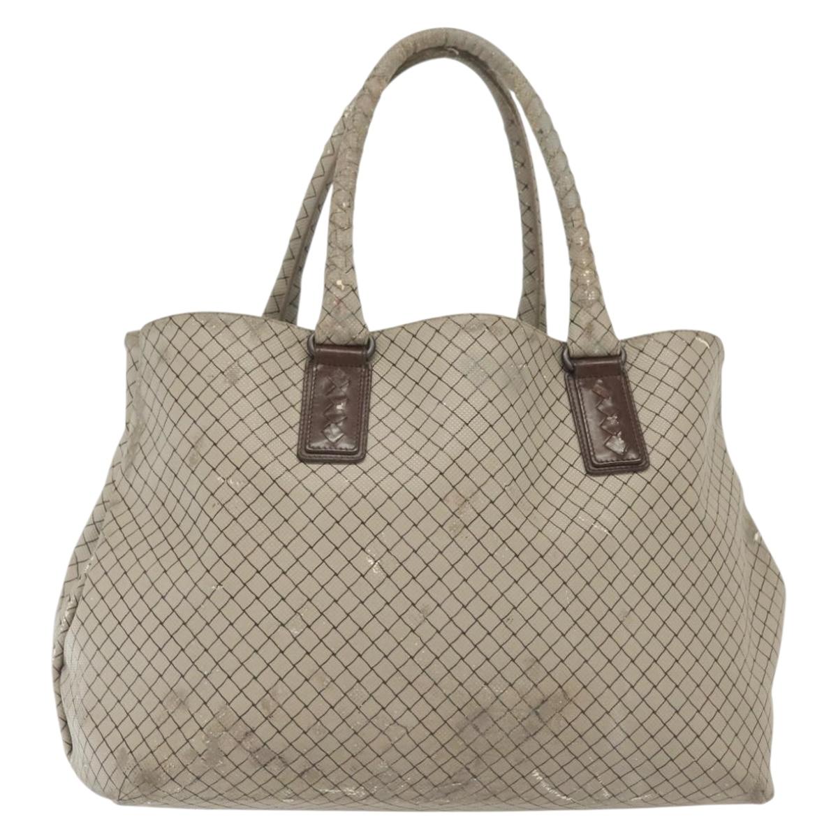 BOTTEGA VENETA Tote Bag PVC Leather Gray Auth bs28782