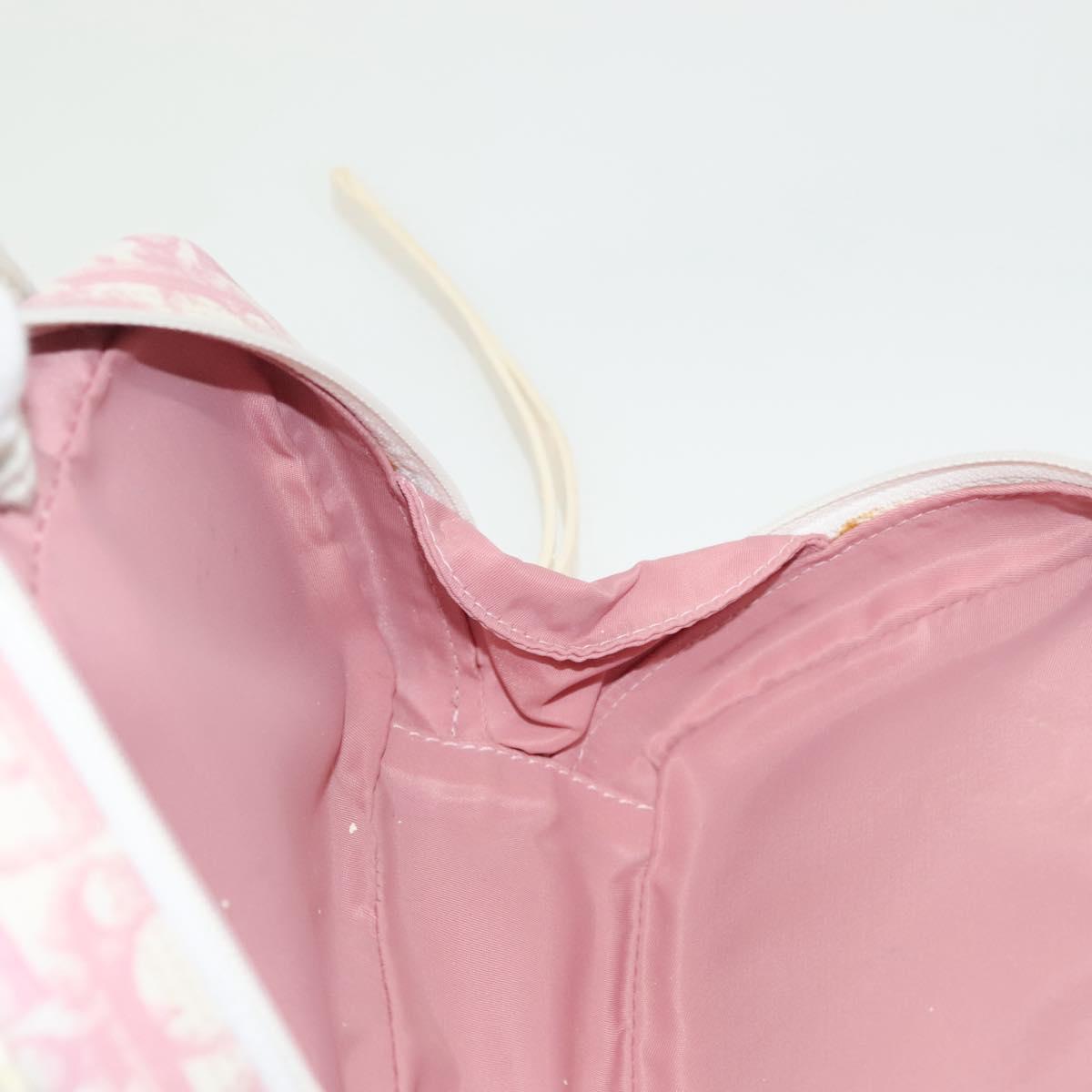 Christian Dior Trotter Canvas Pouch PVC Pink Silver Auth bs28794