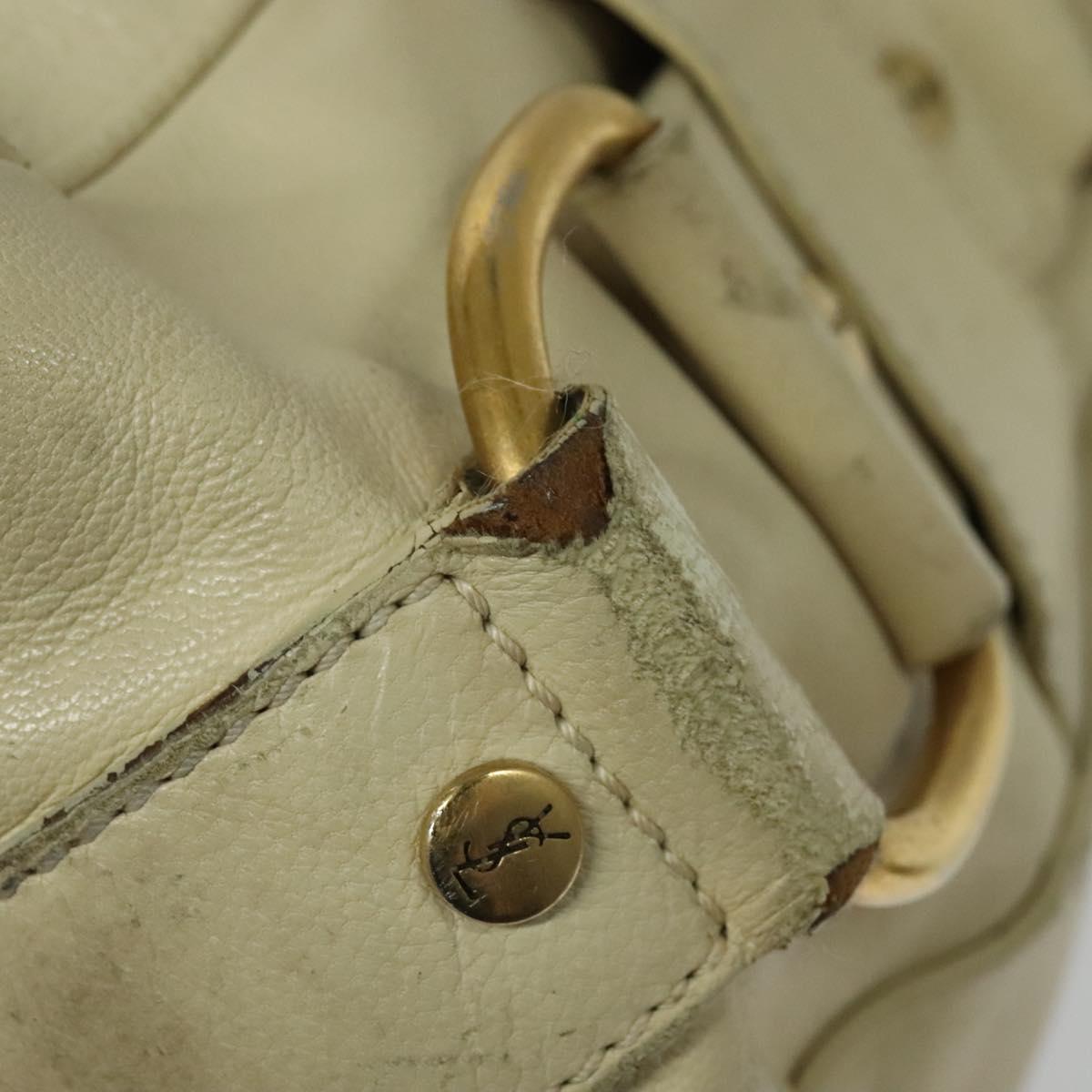 SAINT LAURENT Tote Bag Leather Beige Gold 169366 Auth bs28797