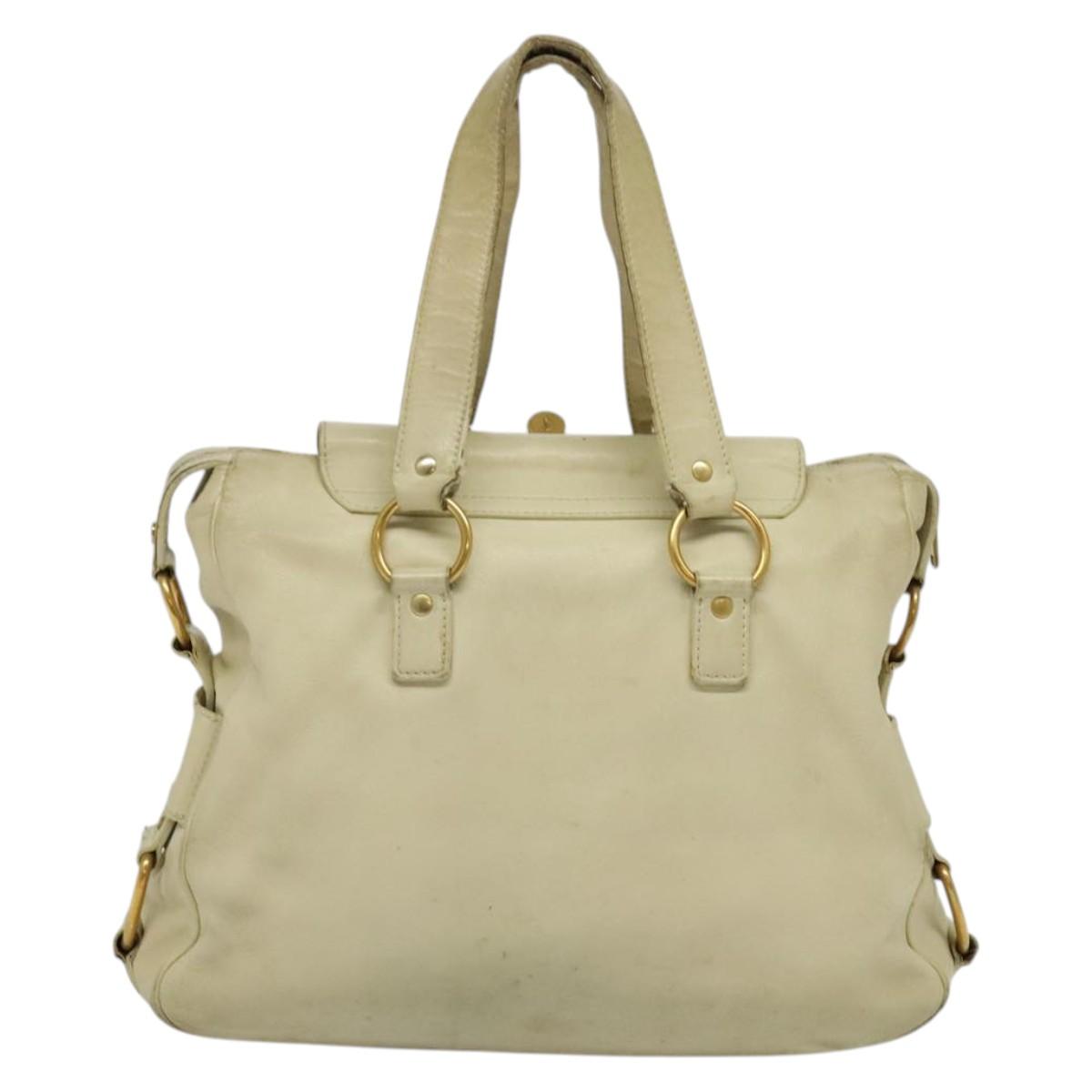 SAINT LAURENT Tote Bag Leather Beige Gold 169366 Auth bs28797