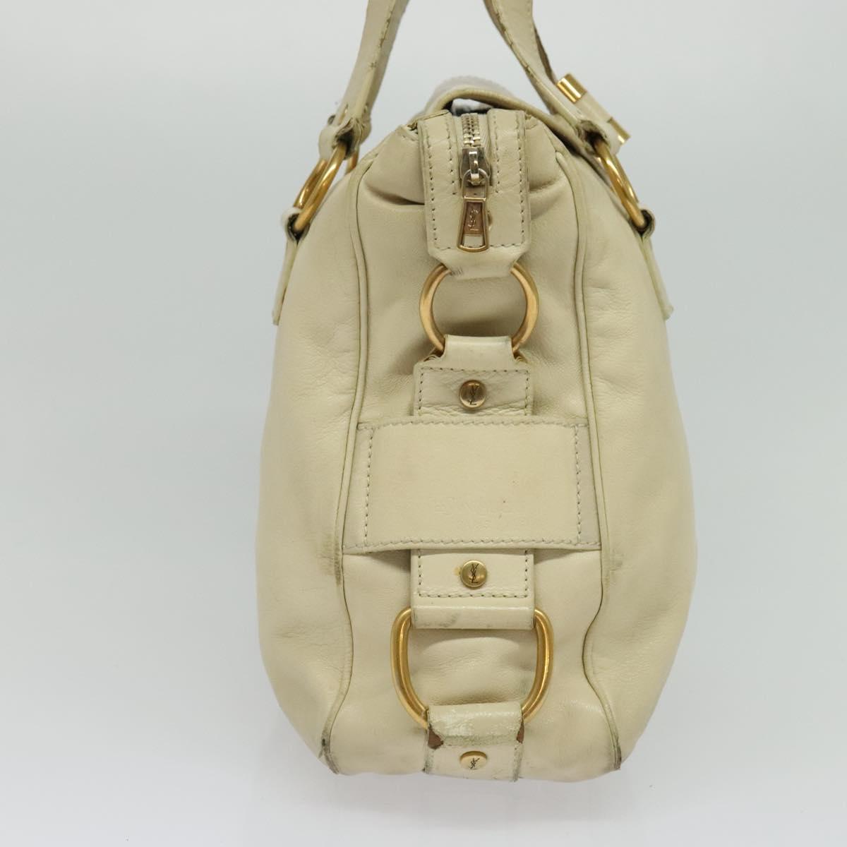 SAINT LAURENT Tote Bag Leather Beige Gold 169366 Auth bs28797