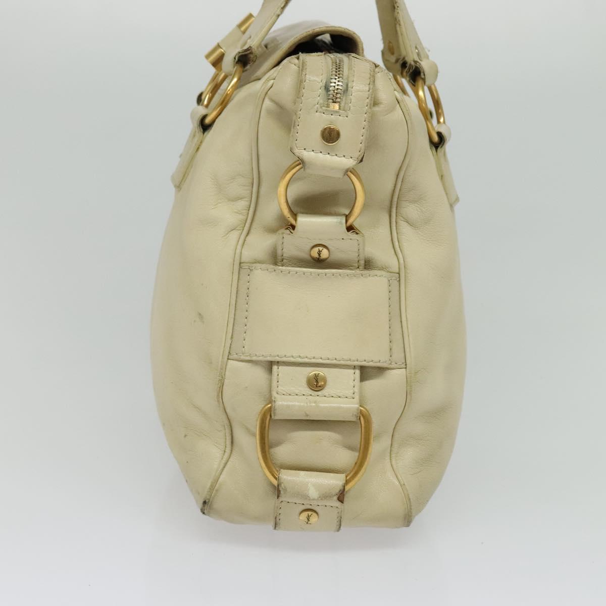 SAINT LAURENT Tote Bag Leather Beige Gold 169366 Auth bs28797