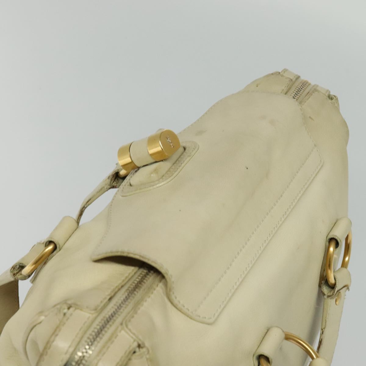 SAINT LAURENT Tote Bag Leather Beige Gold 169366 Auth bs28797