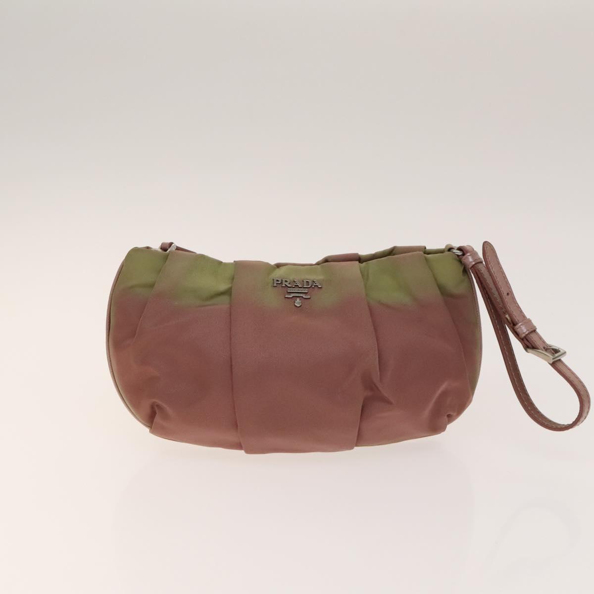 PRADA Pouch Nylon 4Set Black Pink yellow Auth bs28799