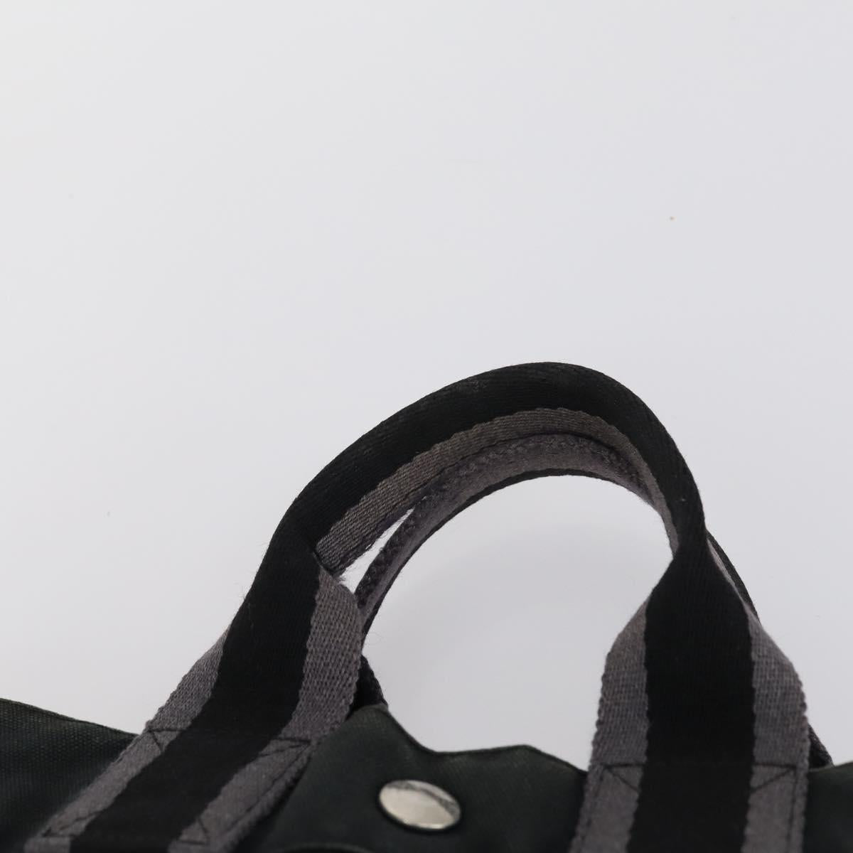 HERMES Tote Bag Canvas 2 Set Black Auth bs28801