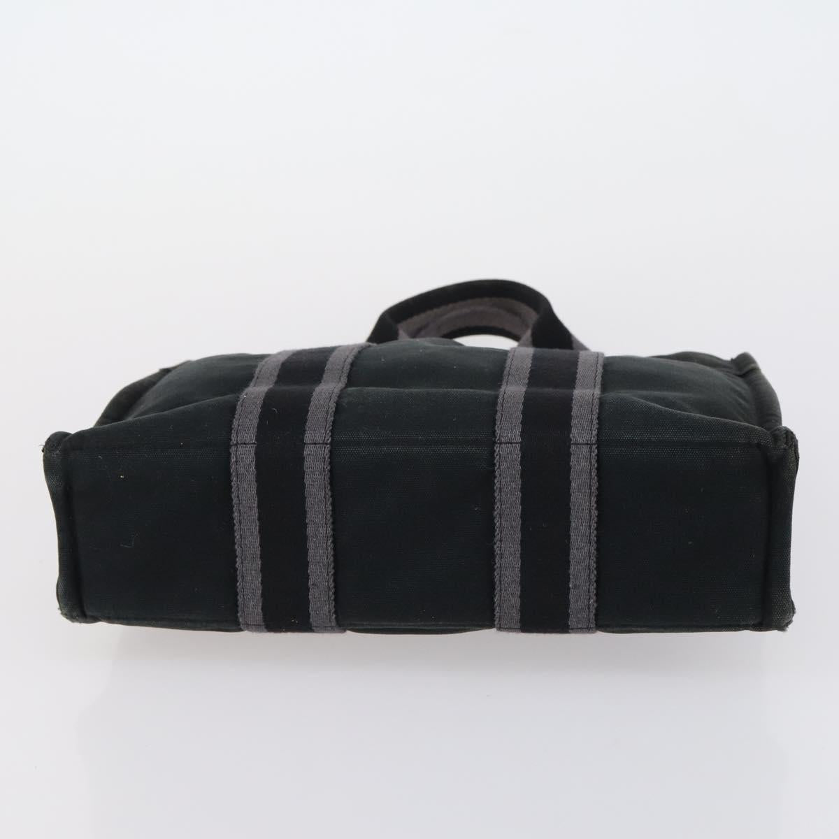 HERMES Tote Bag Canvas 2 Set Black Auth bs28801
