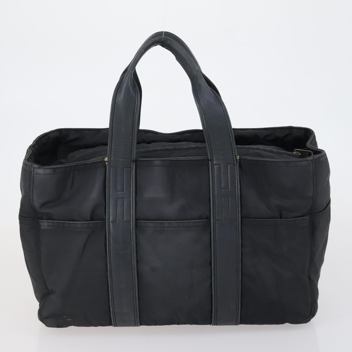 HERMES Tote Bag Canvas 2 Set Black Auth bs28801