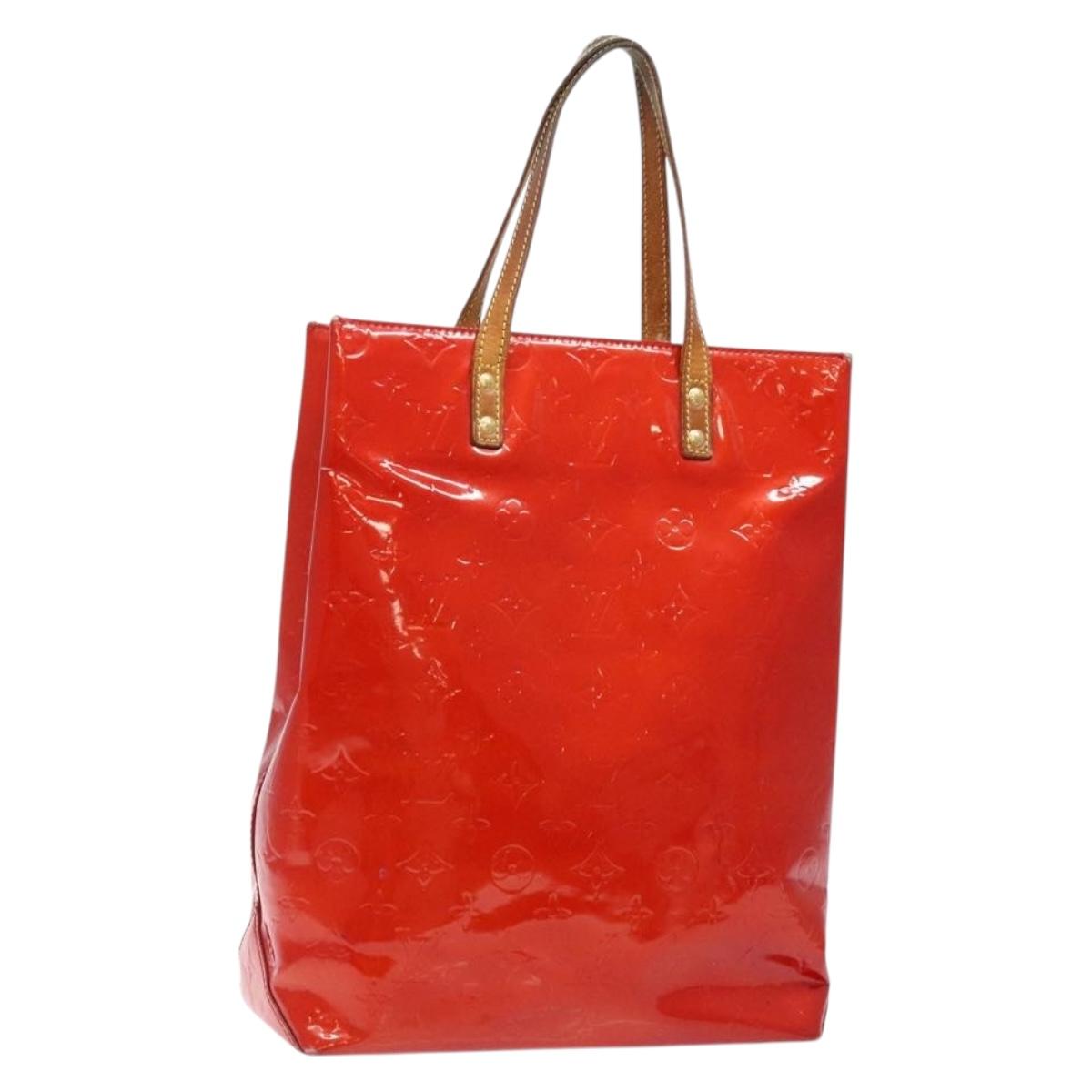 LOUIS VUITTON Monogram Vernis Reade MM Hand Bag Red Rouge M91086 LV Auth bs28811