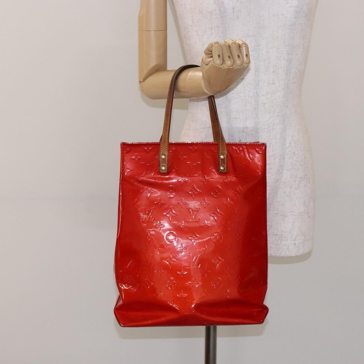 LOUIS VUITTON Monogram Vernis Reade MM Hand Bag Red Rouge M91086 LV Auth bs28811