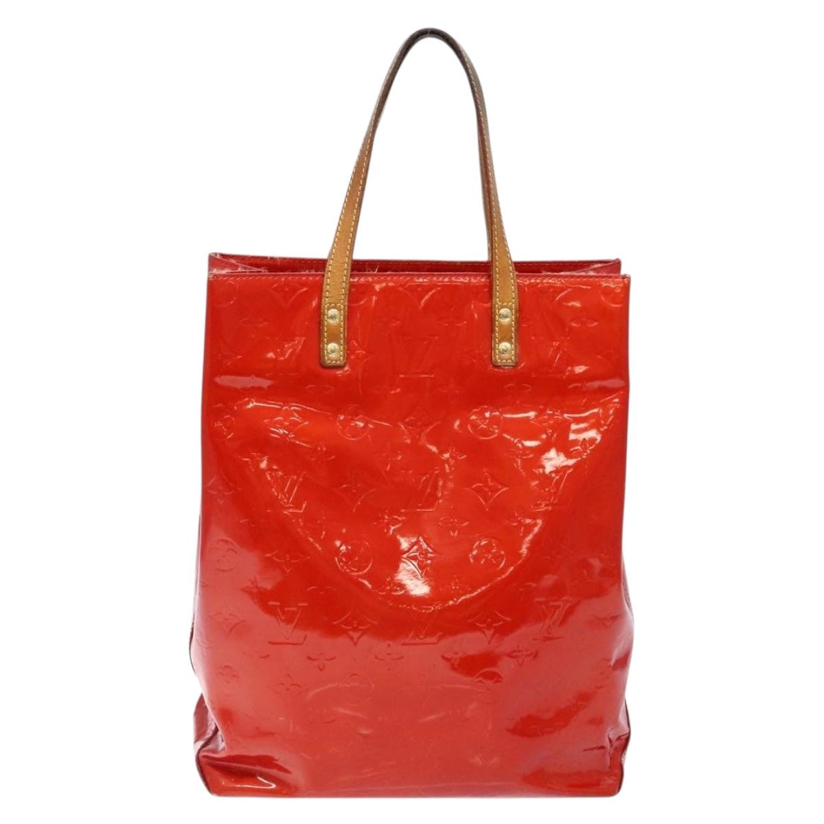 LOUIS VUITTON Monogram Vernis Reade MM Hand Bag Red Rouge M91086 LV Auth bs28811