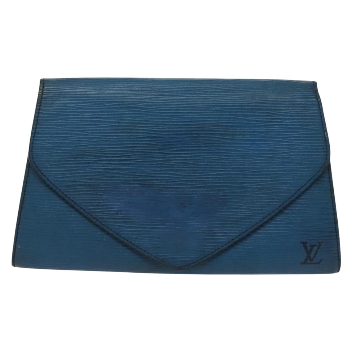 LOUIS VUITTON Epi Art Deco Clutch Bag Blue M52635 LV Auth bs28832