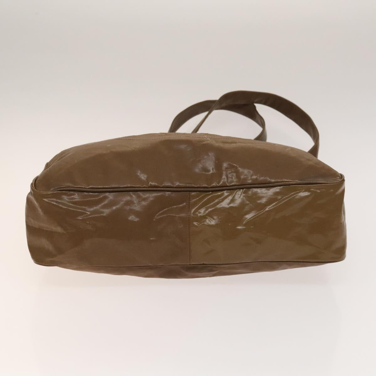 CHANEL Tote Bag Enamel Brown Gold CC Auth bs28851