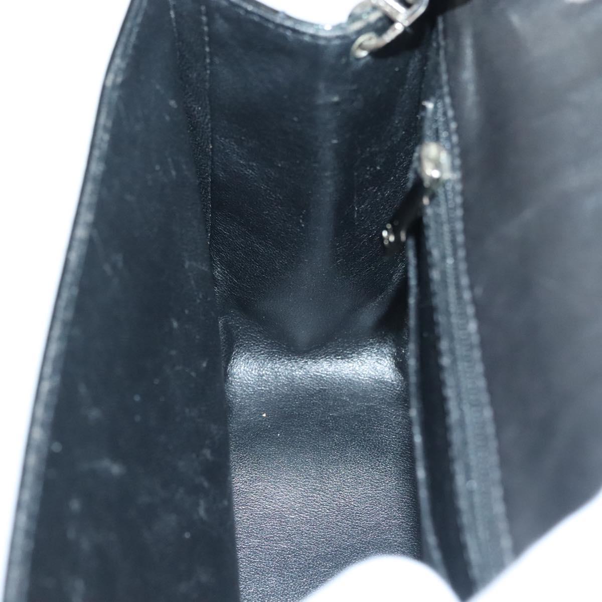 CHANEL Matelasse Chain Shoulder Bag Canvas Leather Black Silver CC Auth bs28854
