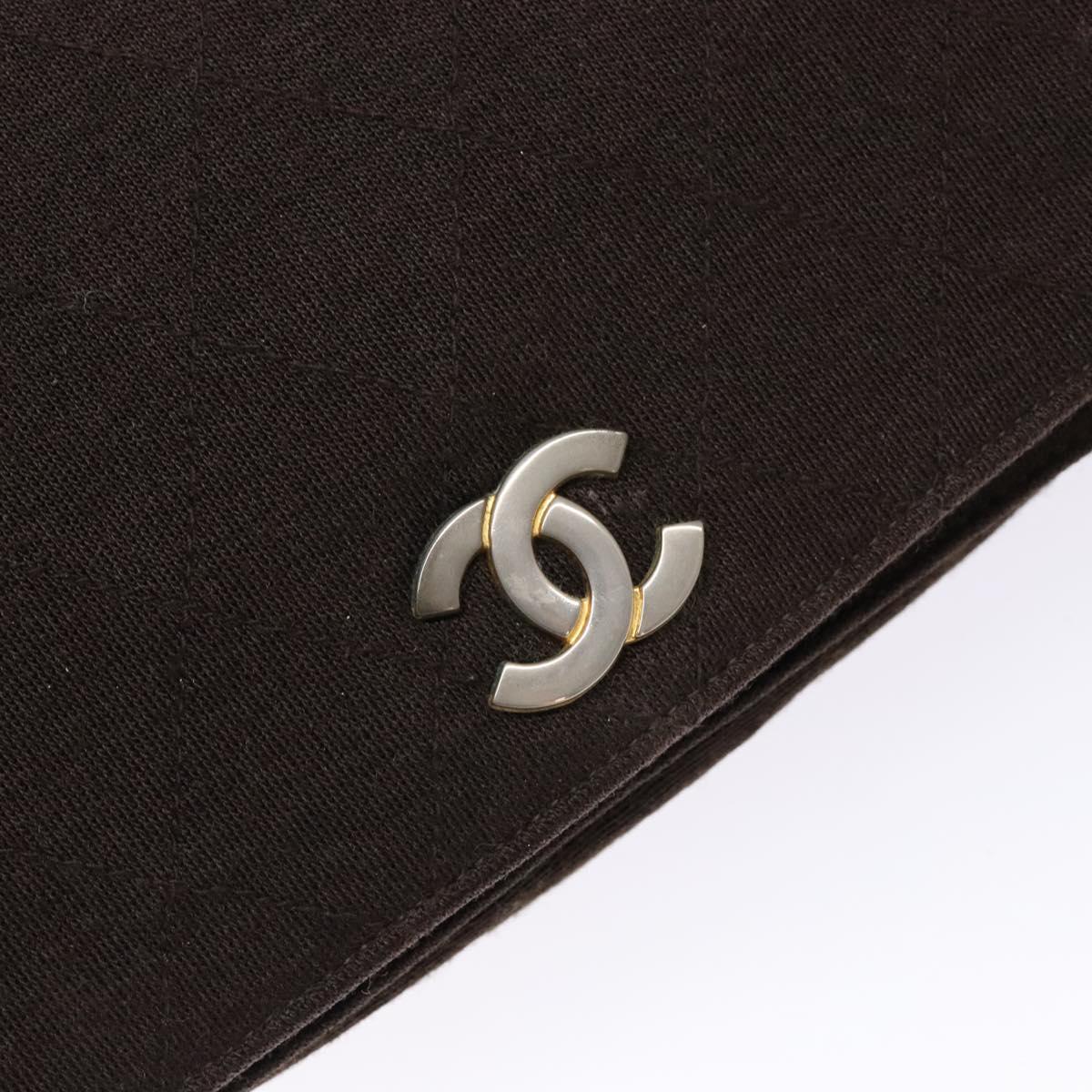 CHANEL Matelasse Chain Shoulder Bag cotton Brown Gold CC Auth bs28855