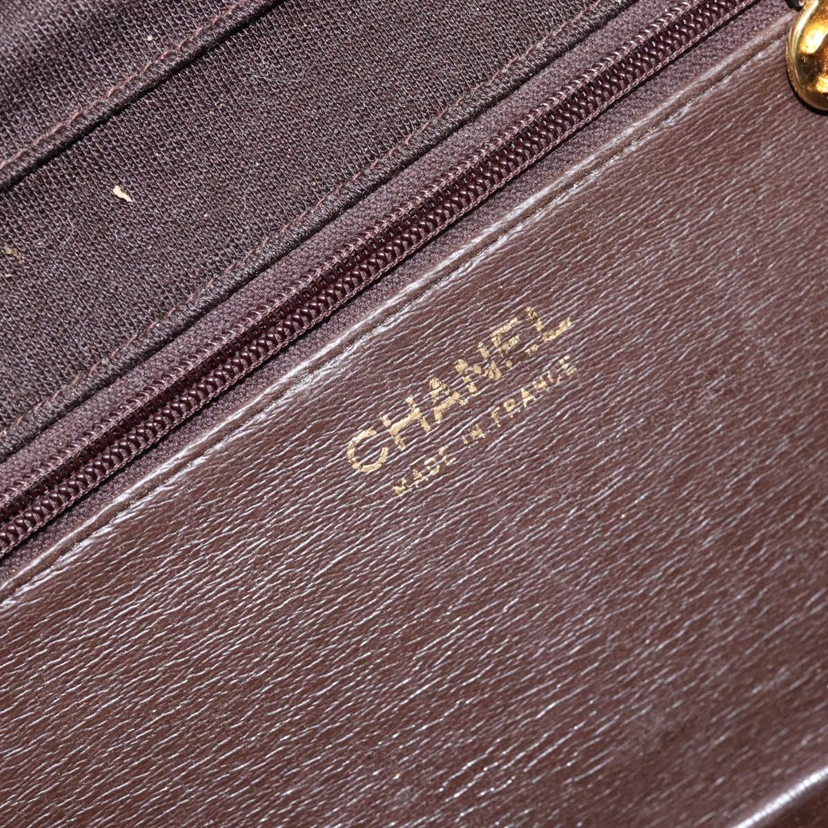CHANEL Matelasse Chain Shoulder Bag cotton Brown Gold CC Auth bs28855