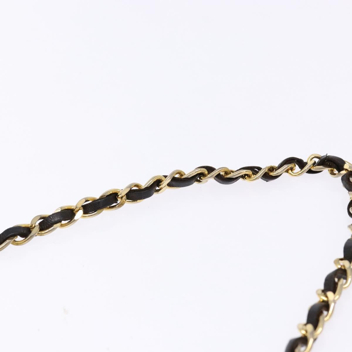 CHANEL Matelasse Chain Shoulder Bag cotton Brown Gold CC Auth bs28855