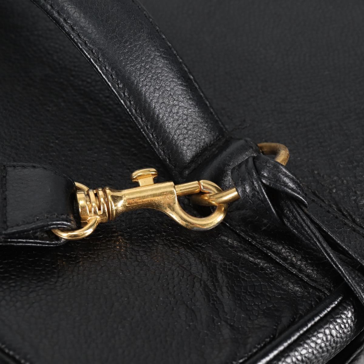 CHANEL Vanity Bag Caviar Skin 2way Black Gold CC Auth bs28866A