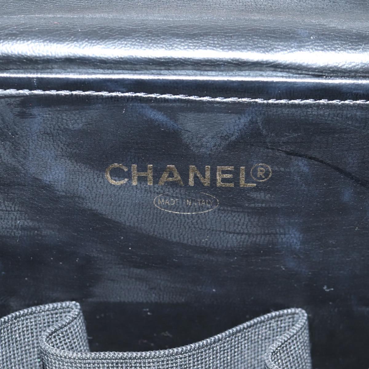 CHANEL Vanity Bag Caviar Skin 2way Black Gold CC Auth bs28866A