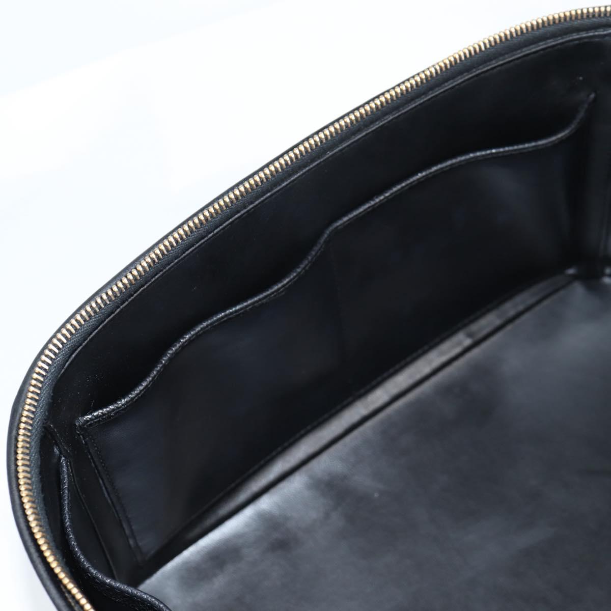 CHANEL Vanity Bag Caviar Skin 2way Black Gold CC Auth bs28866A
