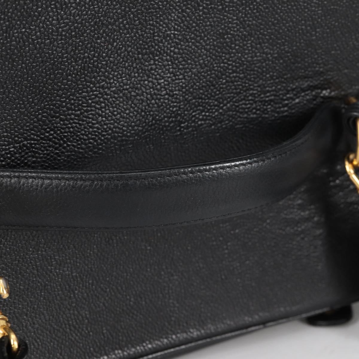 CHANEL Vanity Bag Caviar Skin 2way Black Gold CC Auth bs28866A
