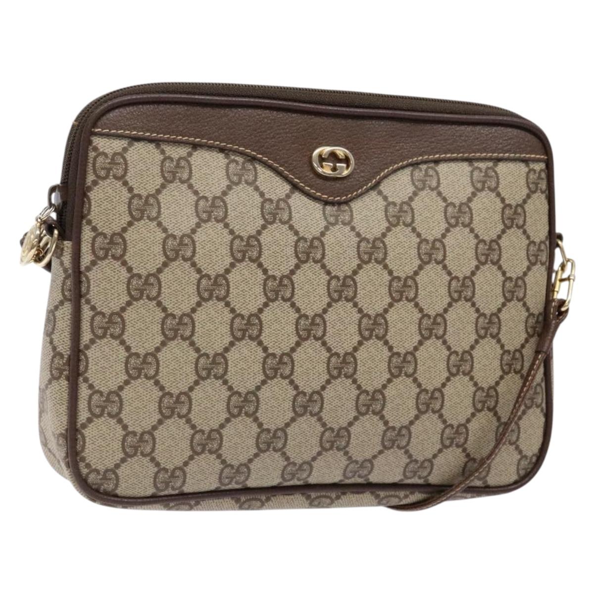 GUCCI GG Supreme Shoulder Bag PVC Beige Gold 156 02 068 Auth bs28869
