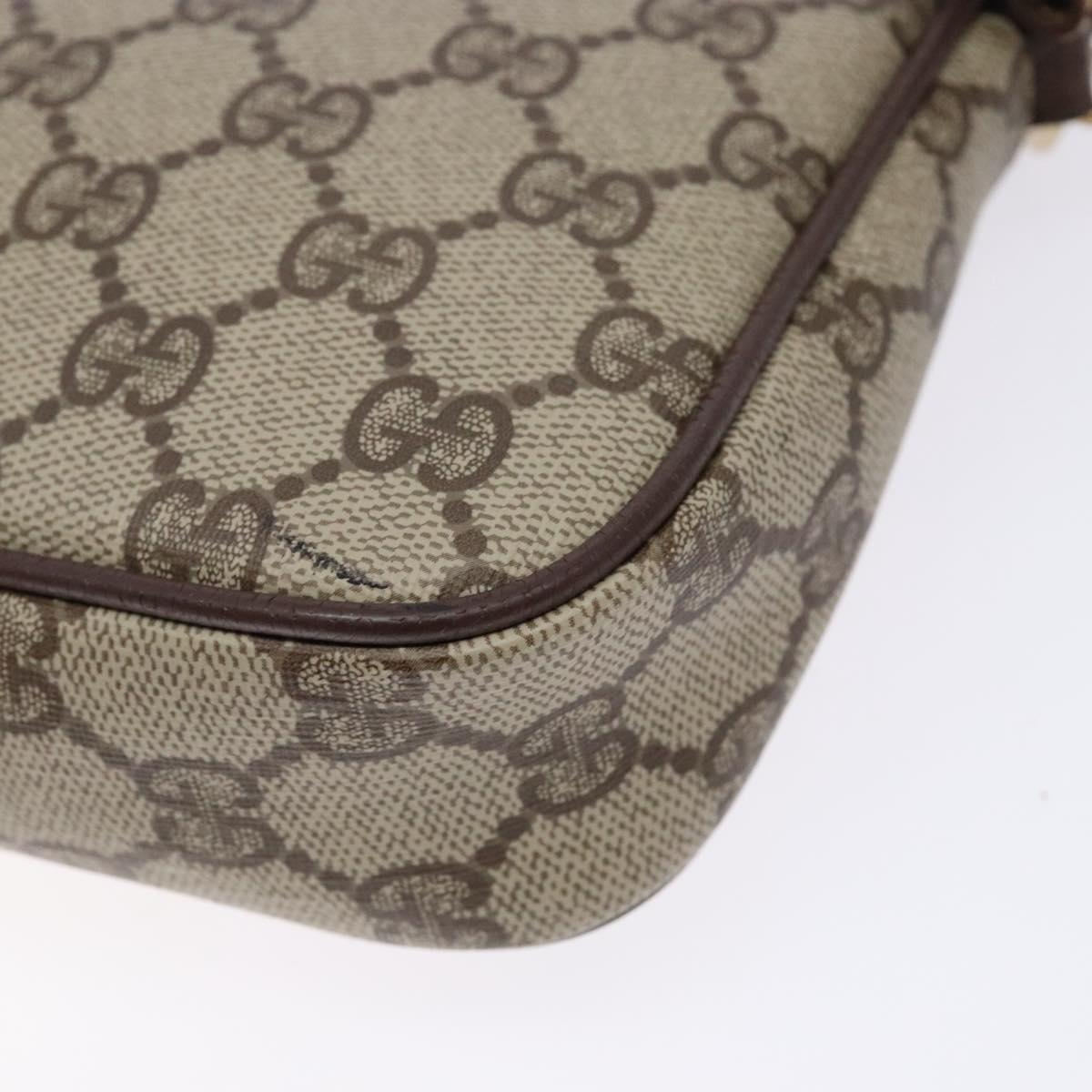 GUCCI GG Supreme Shoulder Bag PVC Beige Gold 156 02 068 Auth bs28869