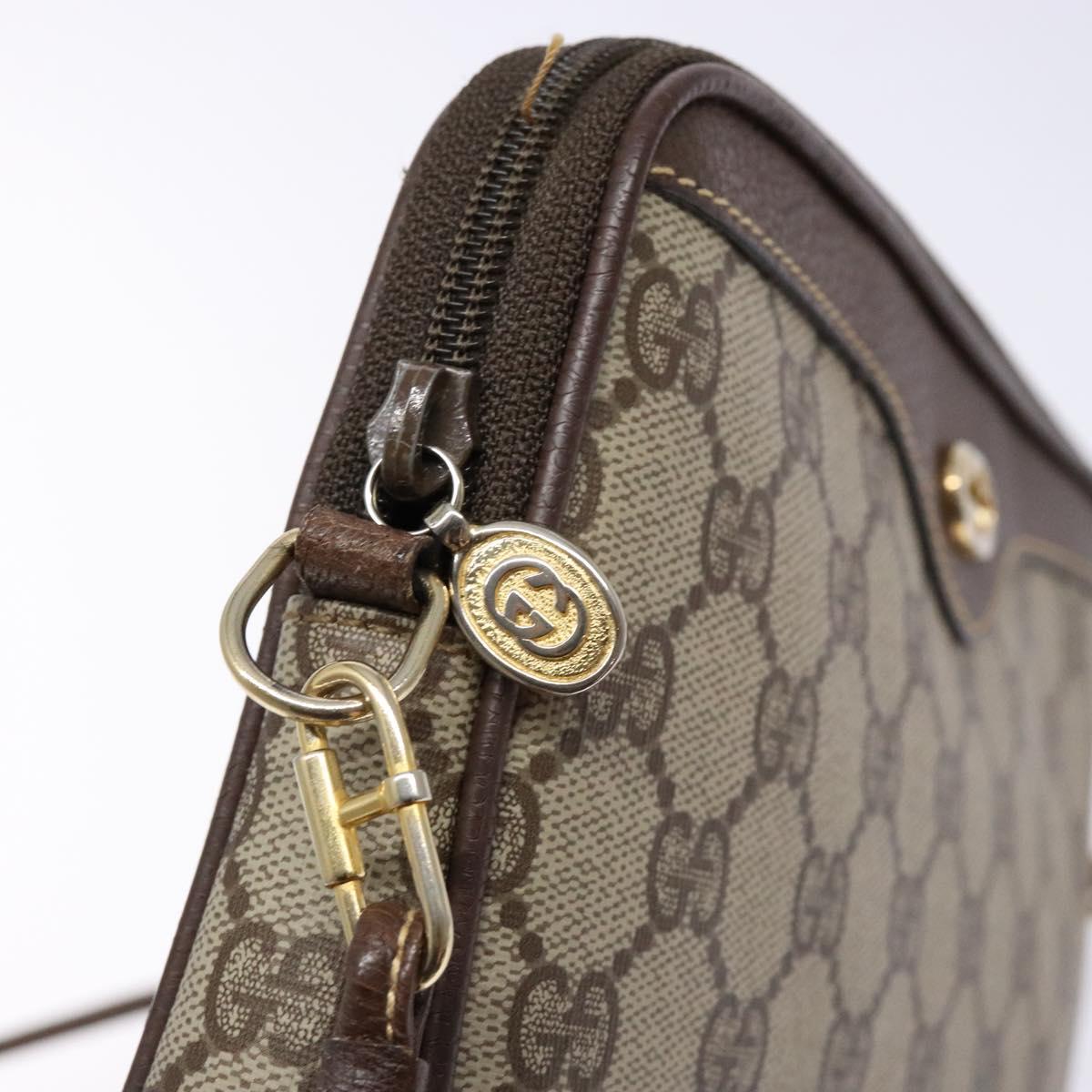 GUCCI GG Supreme Shoulder Bag PVC Beige Gold 156 02 068 Auth bs28869