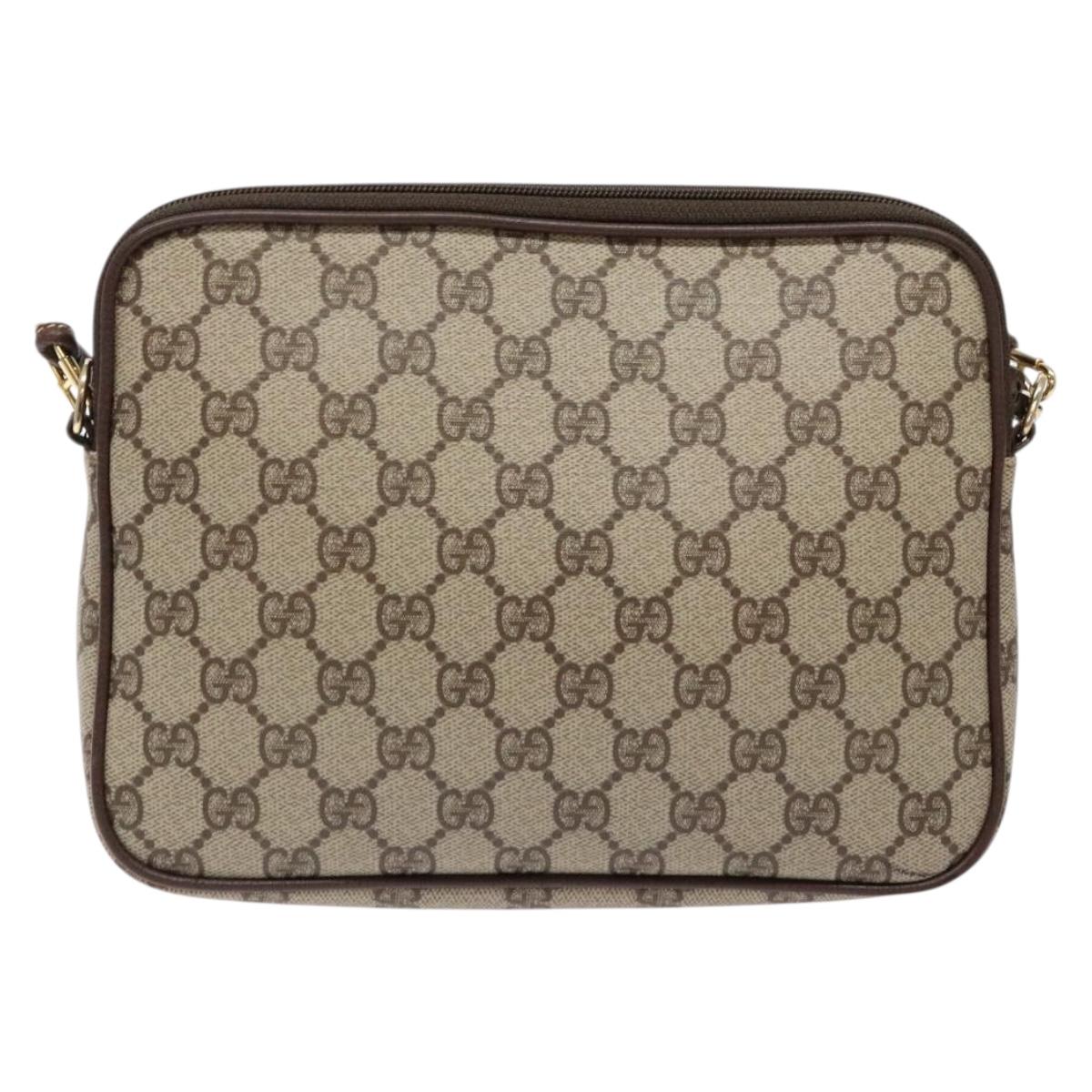 GUCCI GG Supreme Shoulder Bag PVC Beige Gold 156 02 068 Auth bs28869
