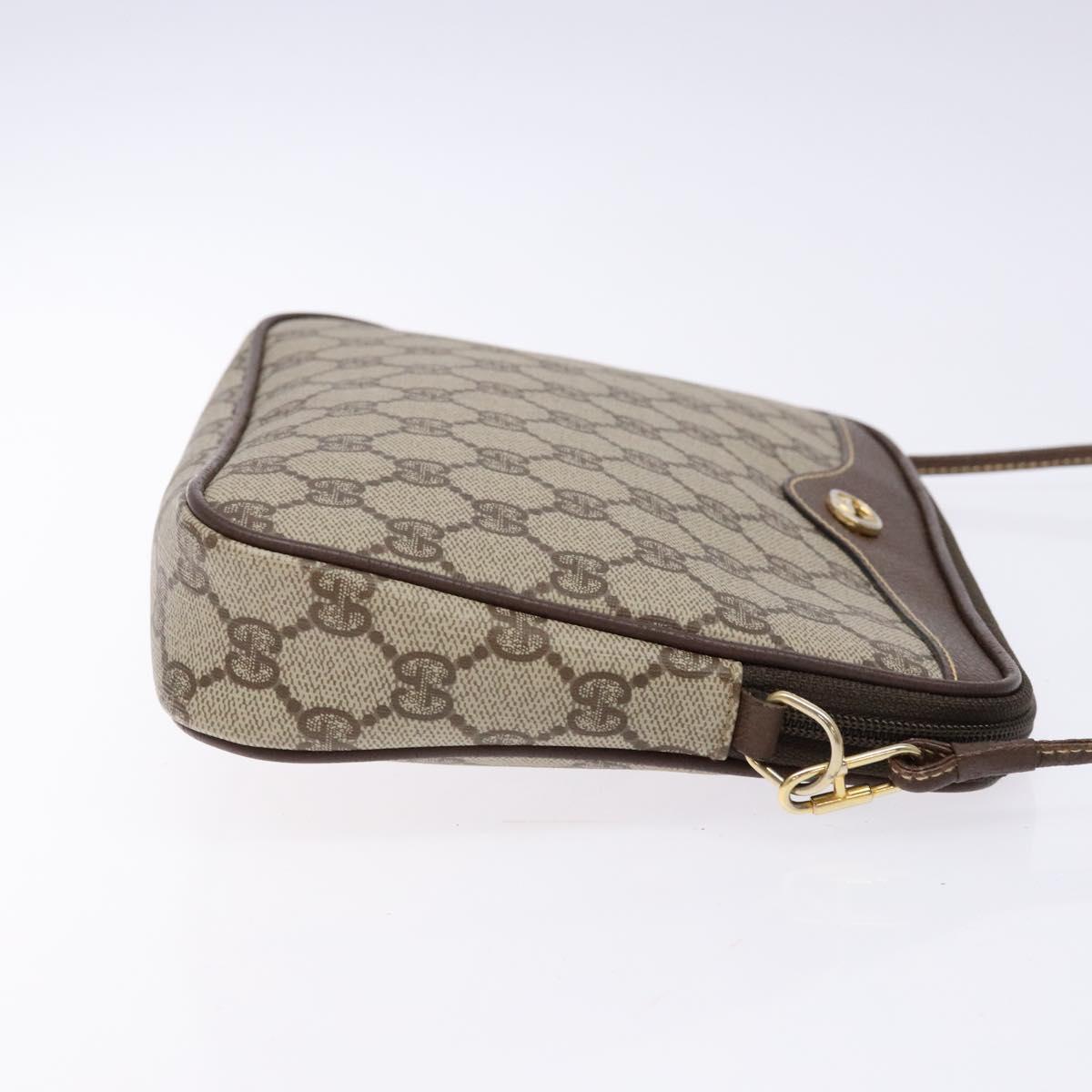 GUCCI GG Supreme Shoulder Bag PVC Beige Gold 156 02 068 Auth bs28869