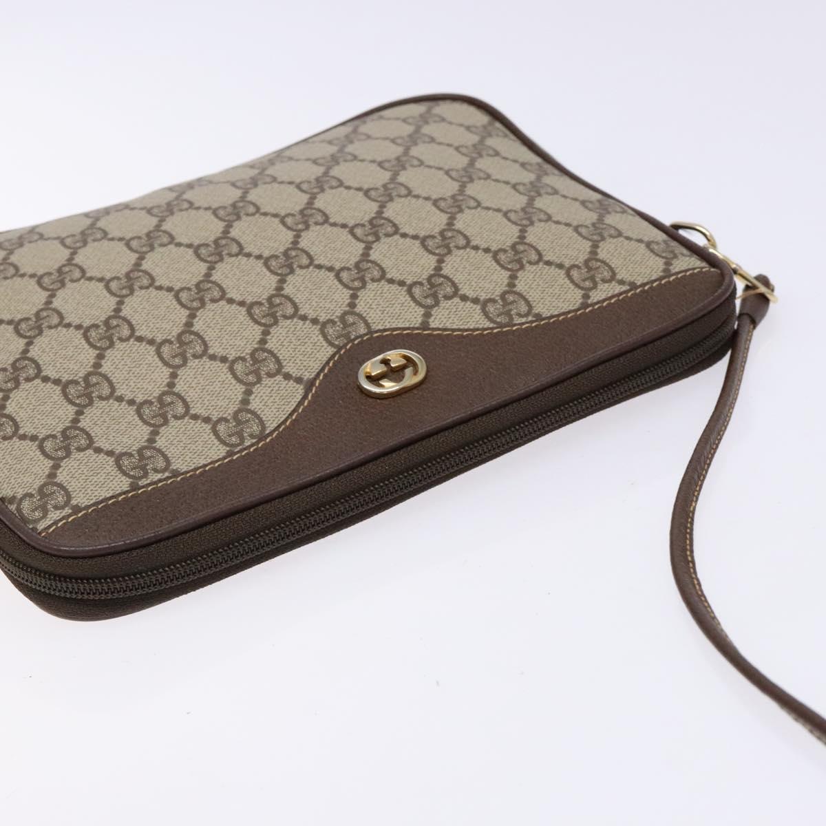 GUCCI GG Supreme Shoulder Bag PVC Beige Gold 156 02 068 Auth bs28869