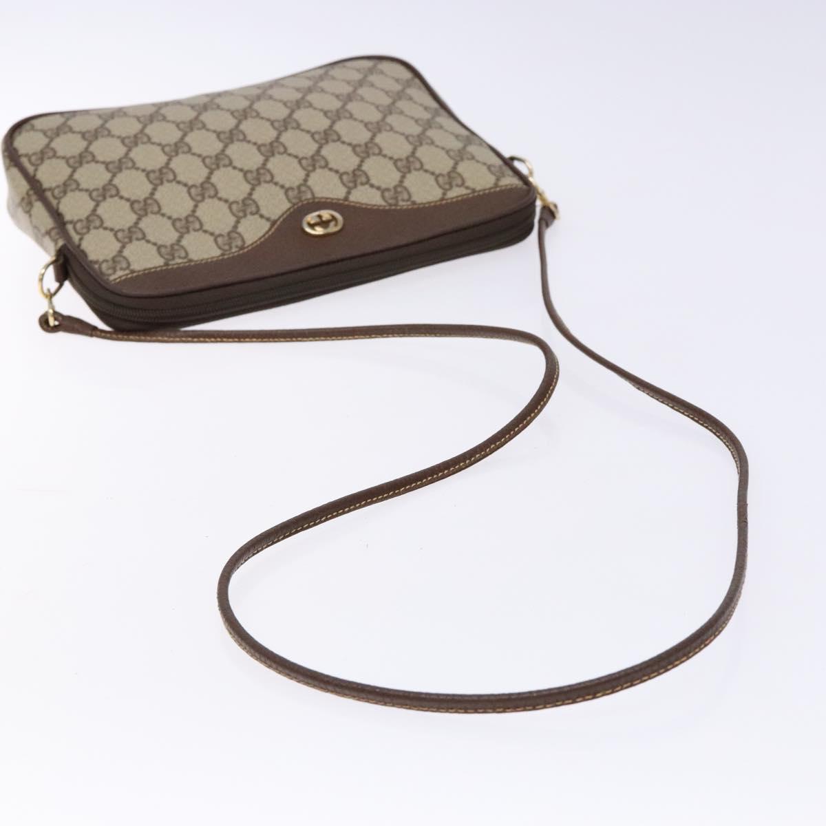 GUCCI GG Supreme Shoulder Bag PVC Beige Gold 156 02 068 Auth bs28869