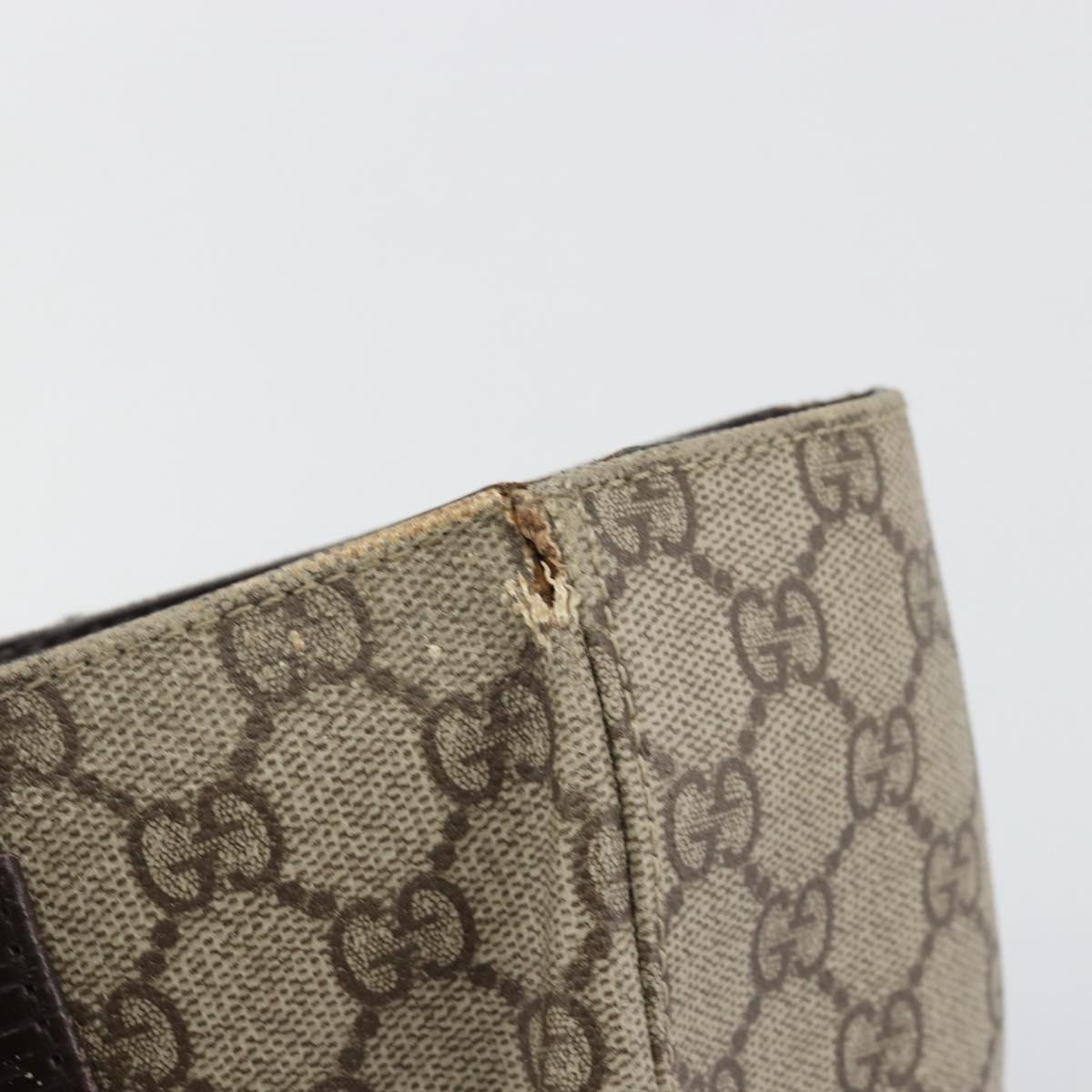 GUCCI GG Supreme Tote Bag PVC Beige Silver 141976 Auth bs28870