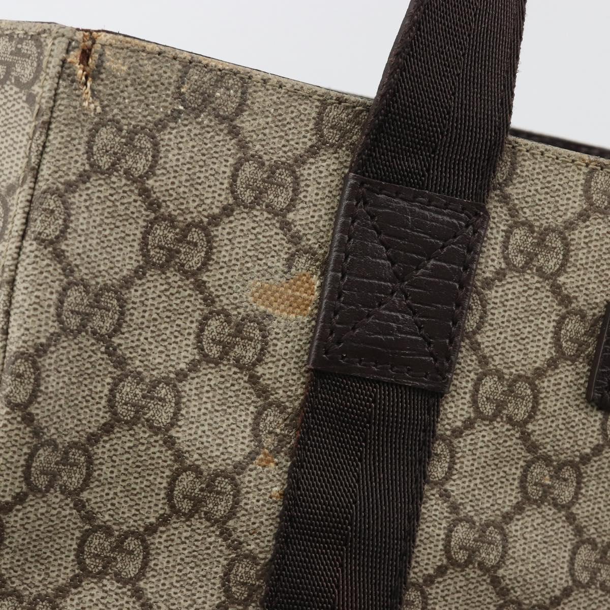 GUCCI GG Supreme Tote Bag PVC Beige Silver 141976 Auth bs28870