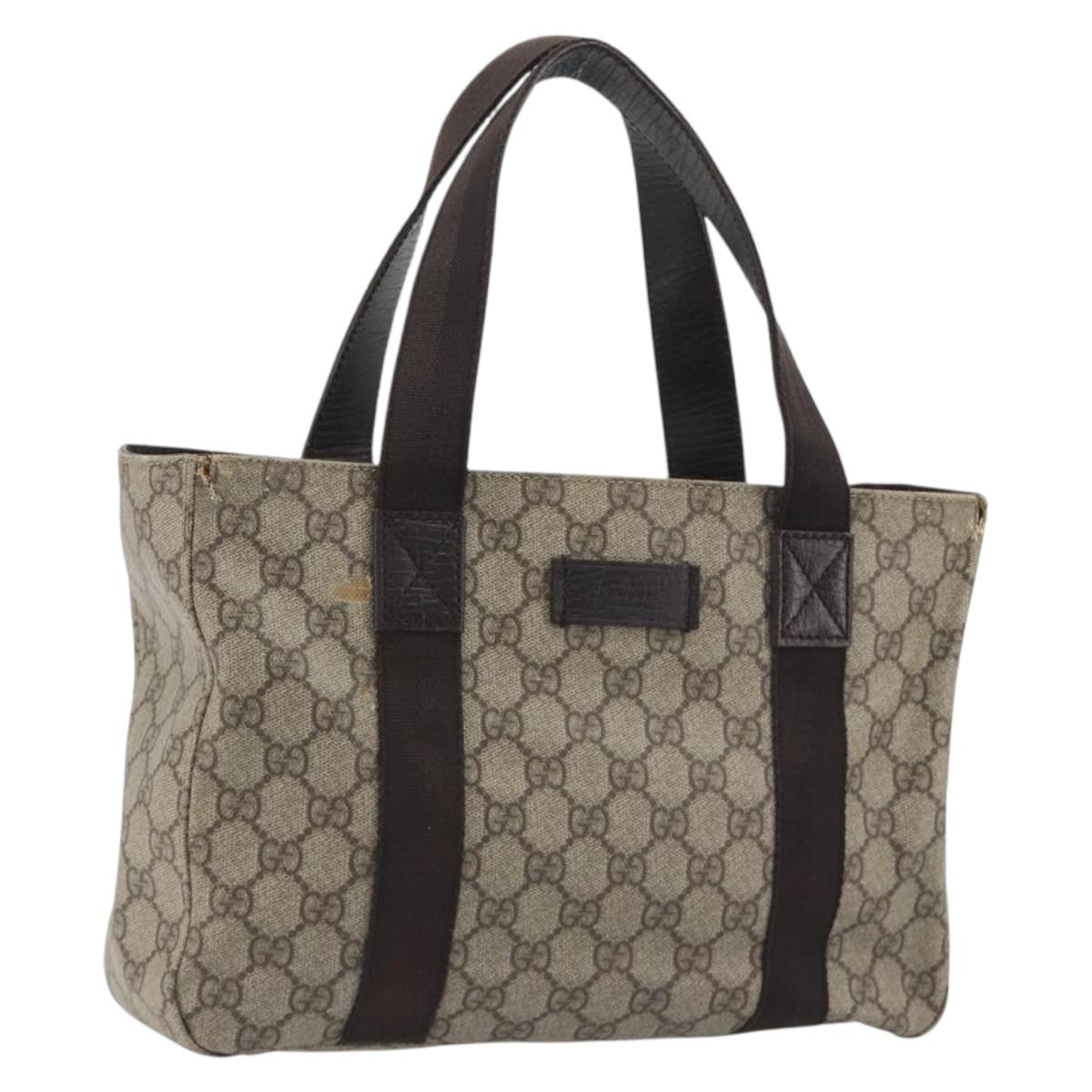 GUCCI GG Supreme Tote Bag PVC Beige Silver 141976 Auth bs28870